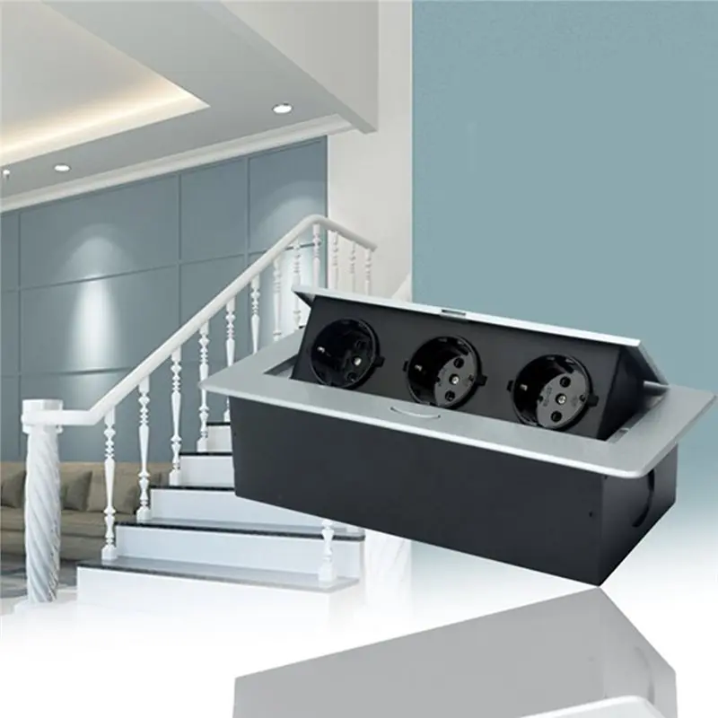 Classic-Aluminum Panel Wall Switch For Kitchen Concealed Installation EU Plug With For And