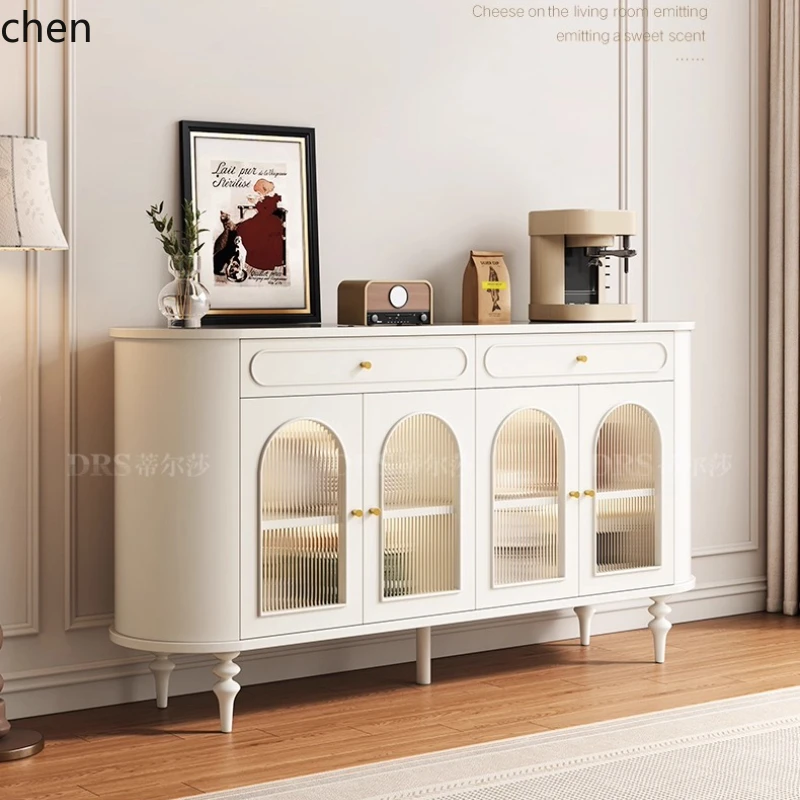 

HXL cream style dining side cabinet solid wood porch cabinet living room retro locker