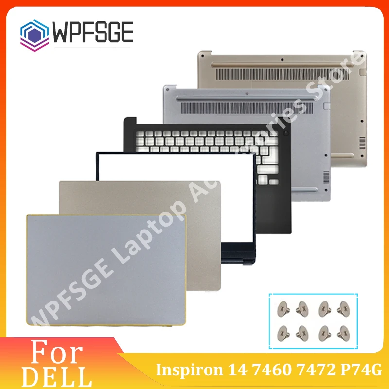 New Replace Laptop Case For DELL Inspiron 14 7000 7460 7472 LCD Back Cover /Front Bezel /Palmrest / Battom Case /Hinge set