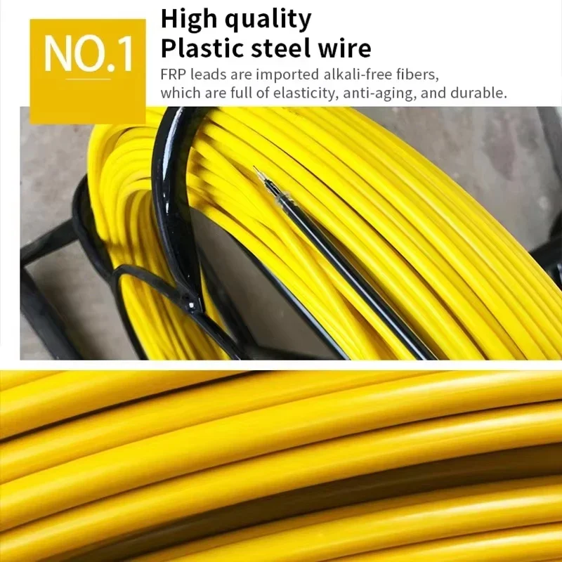 Fiberglass Wire Cable Running Puller Rod Duct Rodder Snakes 4/5/7mm Fish Tape Reel Unclogger Leader 50/100m for Home Garden