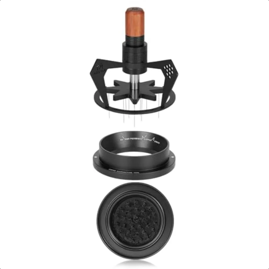 

58MM Espro WDT Distribution Tool 10 Needles Coffee Stirrer Distributor Rotary Espro Stirrer with Dosing Funnel Brush Stand Wood