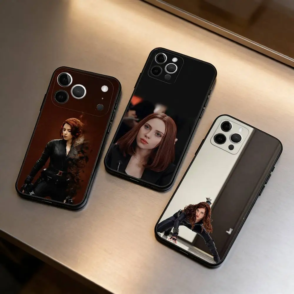 

S-Scarlett J-Johansson Phone Case For iPhone 17,16,15,14,13,12,11 Plus,Pro Max,Soft Silicone Black Cover