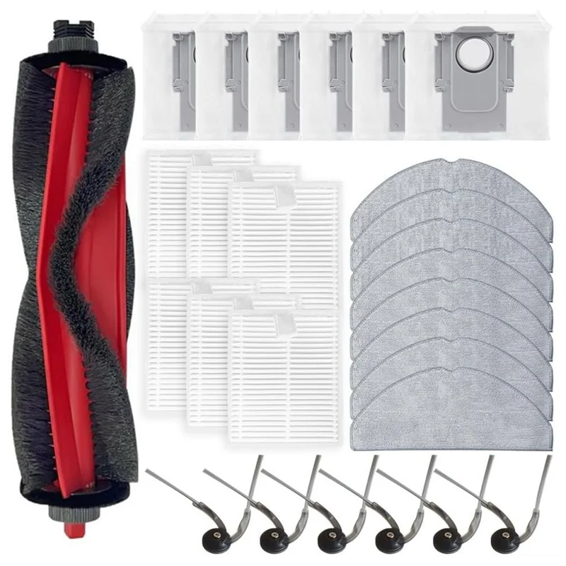 

Комплект для замены основной и боковых щеток, фильтра, тряпки для уборки и мешка для пыли CKFAM для пылесосов Roborock Q7 M5+ /Q7 TF+ /Q7 L5+ /Q7B+ /Q7T+