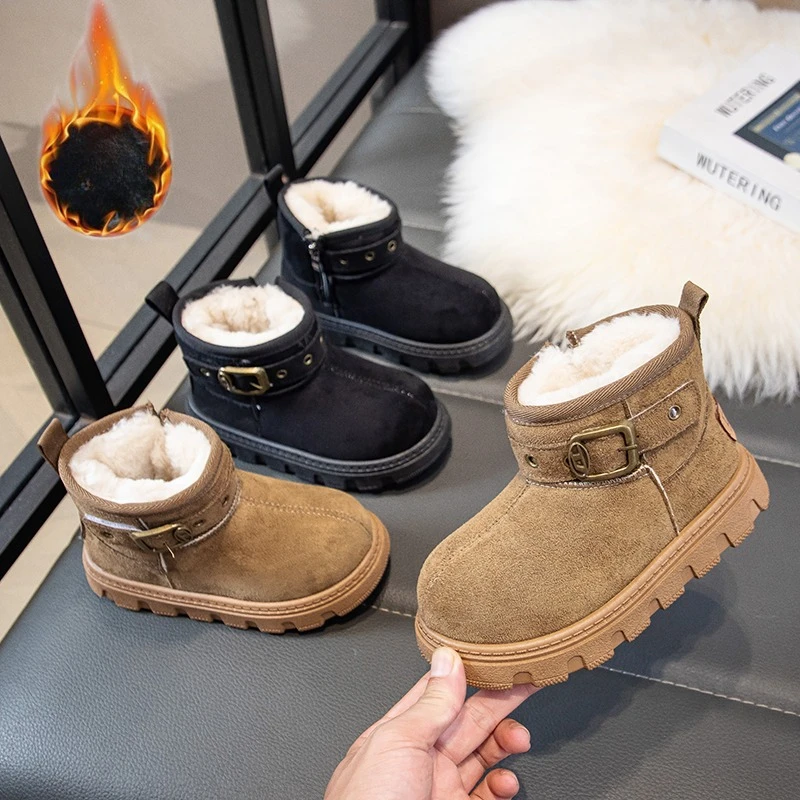 

Winter Kids Snow Boots Thick Bottom Warm Cotton Boots for Kids Girls Comfortable Warm Toddler Shoes Fashion Children Shoes