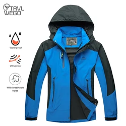 TRVLWEGO Camping senderismo chaqueta hombres otoño deportes al aire libre abrigos escalada Trekking rompevientos viaje chaquetas impermeables negro