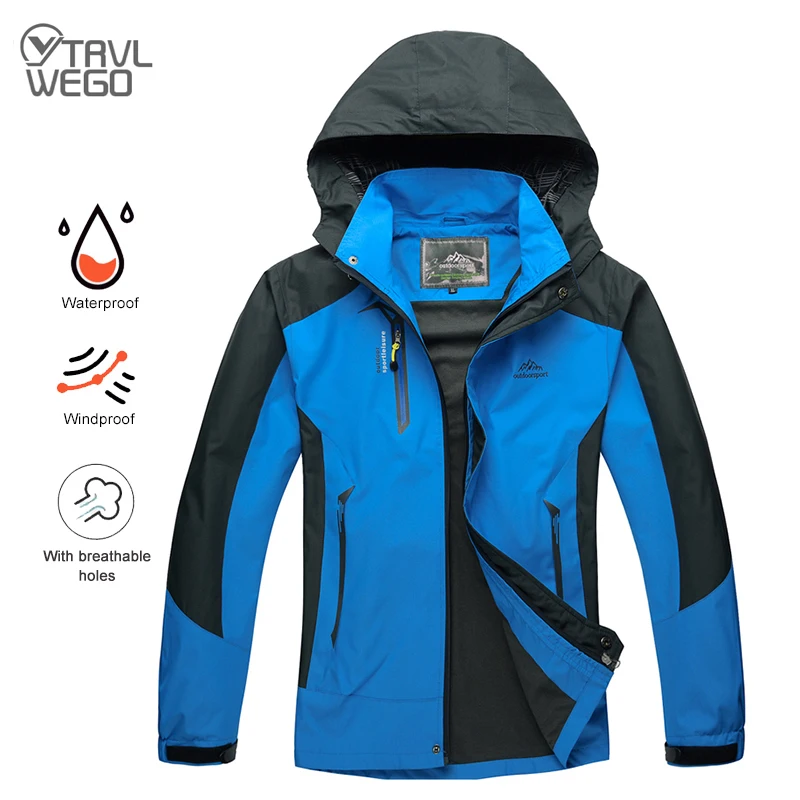 TRVLWEGO Camping kurtka turystyczna mężczyźni jesień Outdoor Sports płaszcze wspinaczka Trekking wiatrówka podróżne wodoodporne kurtki czarny