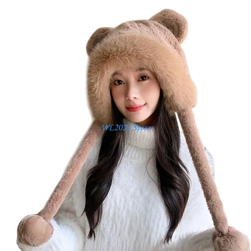 G5GC – bonnet chaud des oreilles pour femmes, chapeau en forme d'ours en peluche pour adolescents, garde chaud