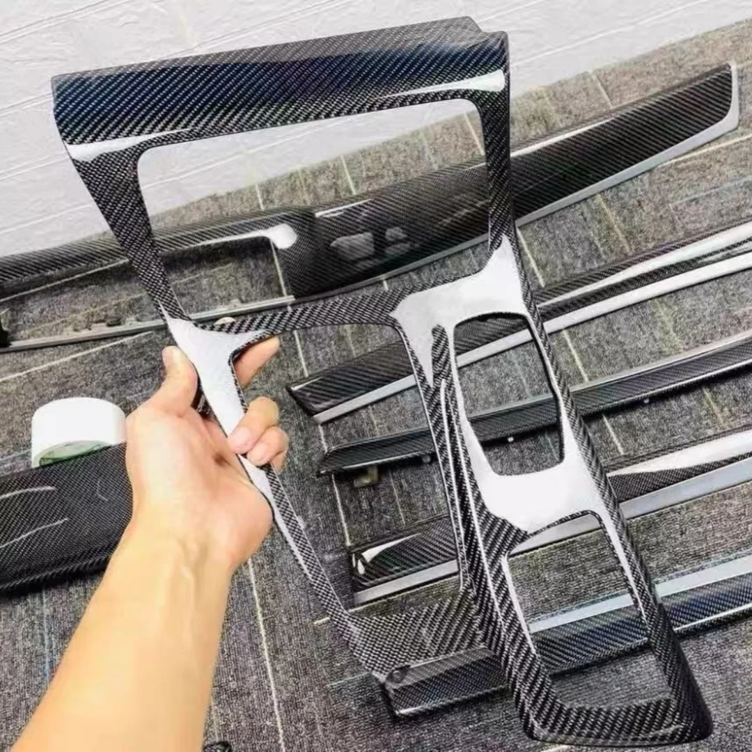 For BMW 5 Series F10 F11 F18 10-17 Real Carbon Fiber Central Control Gear Panel Cover Door Sill Trim Car Accessories Replacement