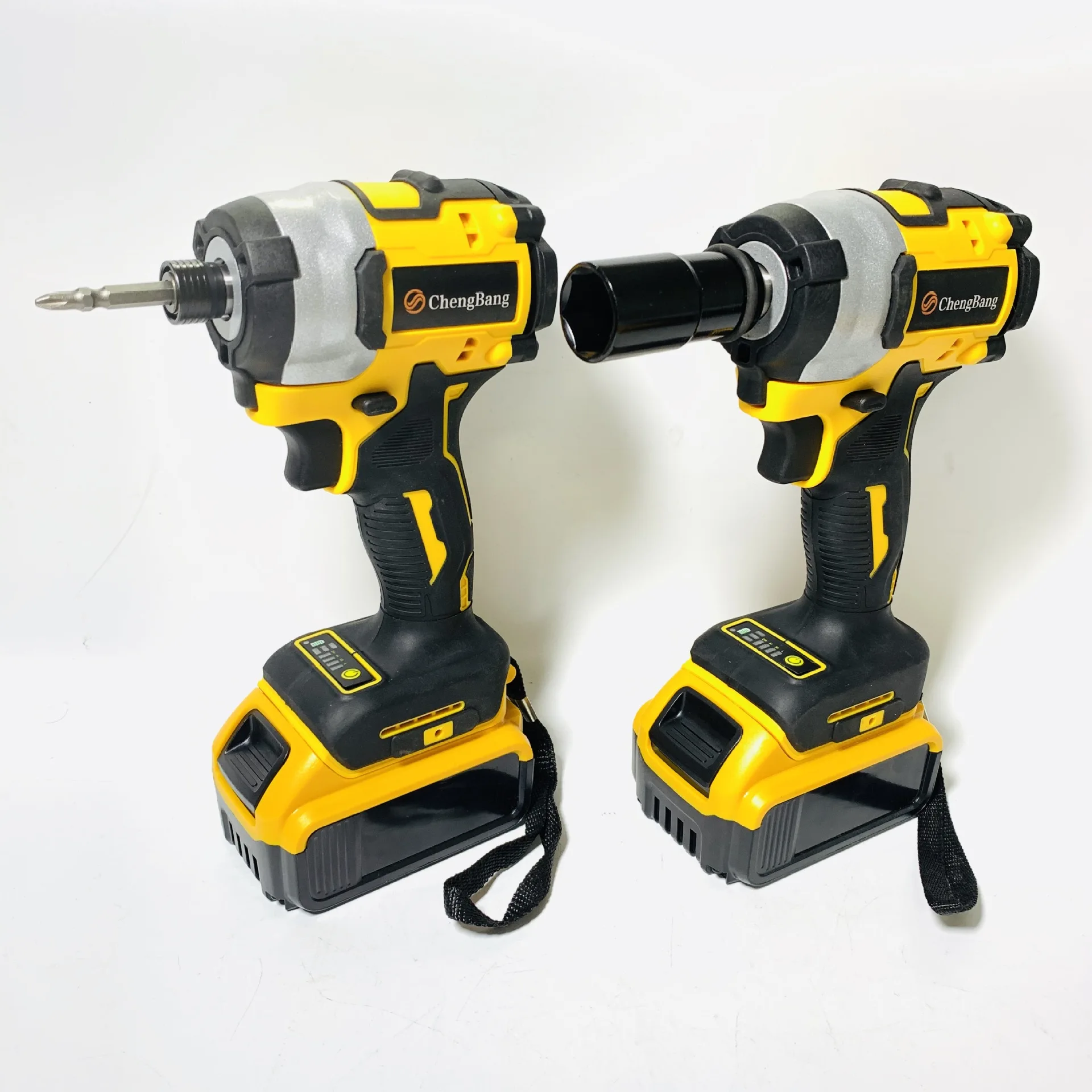 Set of 2pcs Cordless Power Tools Rechargeable Lithium Electric Screwdriver Brushless Impact Wrench Combination Tool Kits Yellow