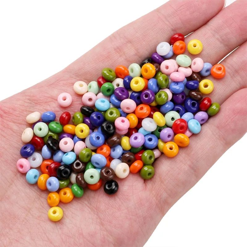5mm Solid Color Round Flat Glass Seed Beads for Jewelry Making Necklace Bracelet Wheel Bead DIY Materials Accessories Wholesale