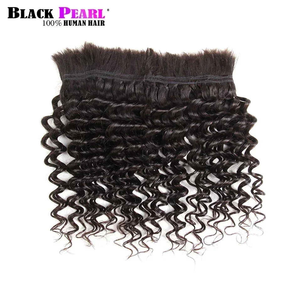 Black Pearl Pre-Colored Brazilian Deep Wave Human Hair Braiding Bulk No Weft 10 To 30 Inch Remy Bulk Human Hair