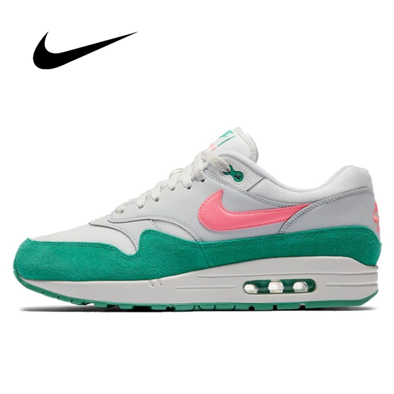 Nike Air Max 1 Running Shoes For Men Womans Red Green Mesh Breathable Comfortable Outdoor Unisex Suede Causal Sports Sneakers