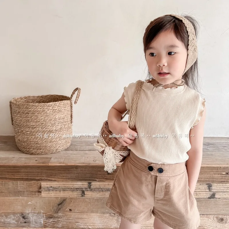 

Children's Clothing 2025 Summer New Product, Girls' Korean Version Summer Vest Raglan Sleeves, Children's Vest