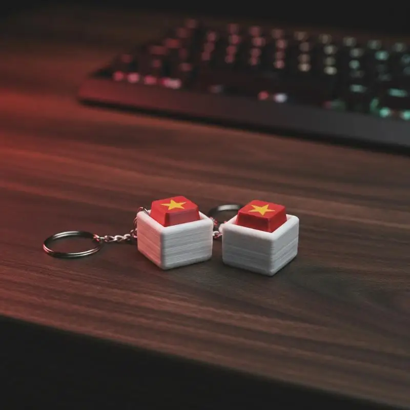 Keyboard Switch Fidget Toy Five-star Flag Keyboard Clicker Fidget Toy 3d Printed Decompression Button Keychain Portable Stress