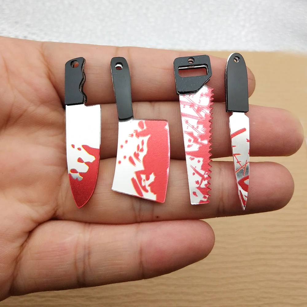 10pcs Acrylic Knife Charm Jewelry Accessories Necklace Bracelet Earring Pendant Keychain Charms Diy Making Craft Supplies