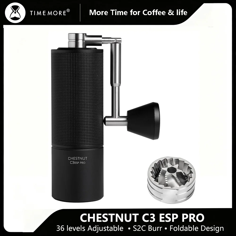 TIMEMORE C3 ESP PRO Coffee Grinder Foldable Handle Adjustable Grind Setting for Espresso to French Press Manual Coffee Grinder