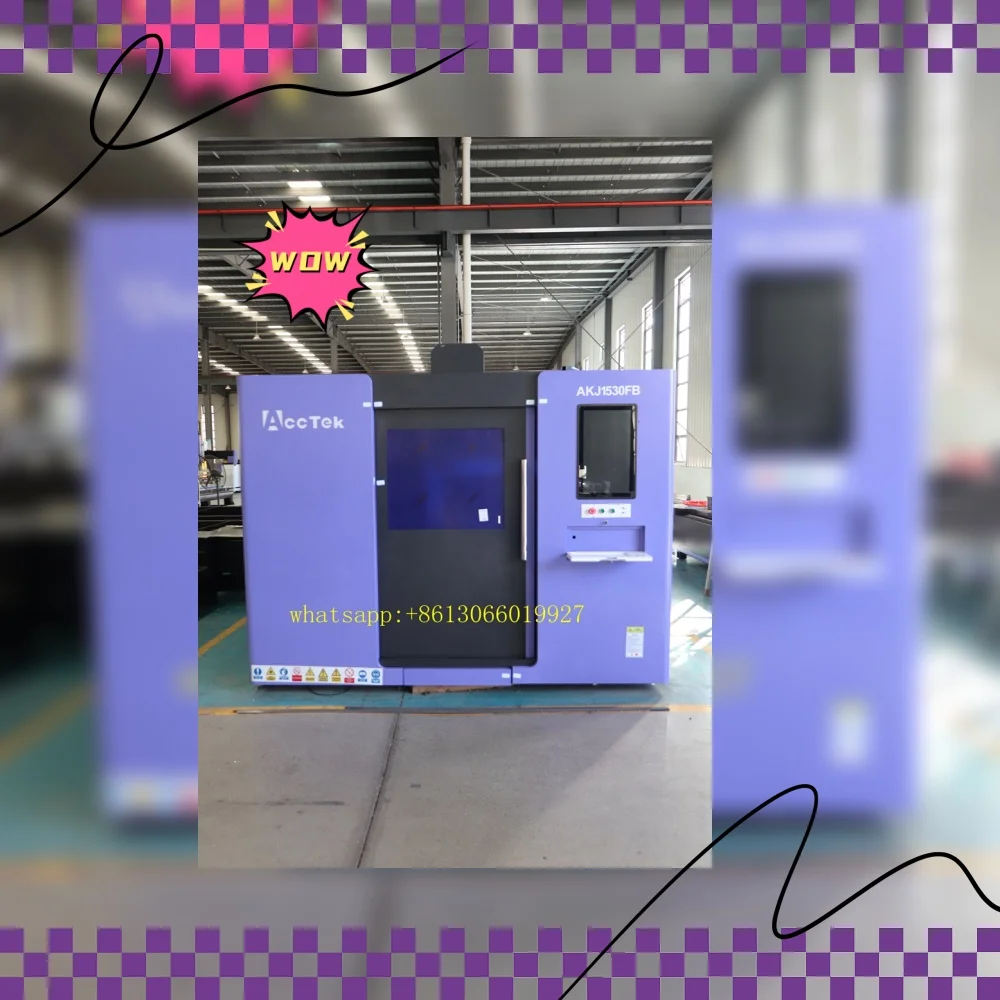 2026 acctek Fiber Laser Cutting Machine 1530 Full Enclosed Metal Laser Cutter for Sheet Metal up to 50mm 1.5KW