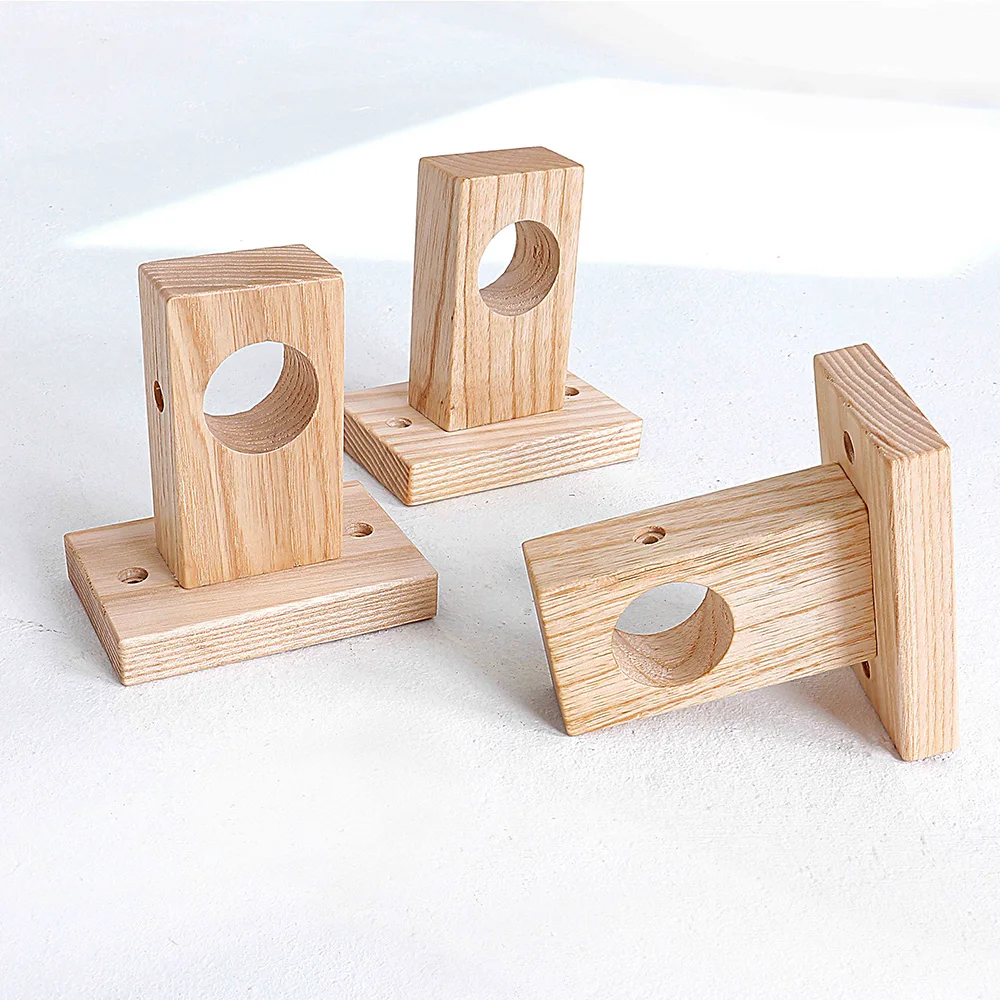Heavy Duty Wooden Curtain Rod Bracket Beech Ash Wood Single Double Roman Rod Holders Hooks Drapes Pole End Support Accessories