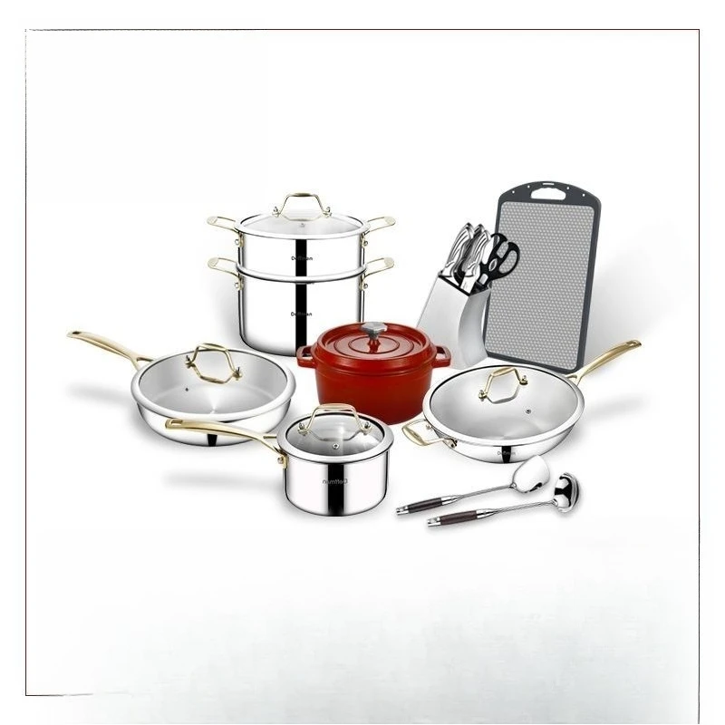 

Pot set Full set of household kitchen kitchen utensils 316 stainless steel frying pan soup steamer milk pot combination