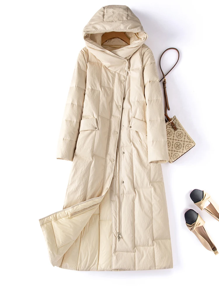  Ning Genuine Leather down Jaet Women's Mid-Length Thiened White Du down Winter Outerwear eepskin Coat