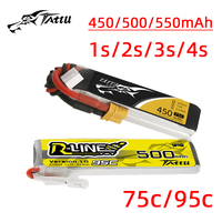 TATTU 3.7V/3.8V/7.4V/11.1V/14.8V Lipo Battery 450/500/550mAh 75C/95C For RC FPV Airplane Quadcopter Helicopter Drone Parts