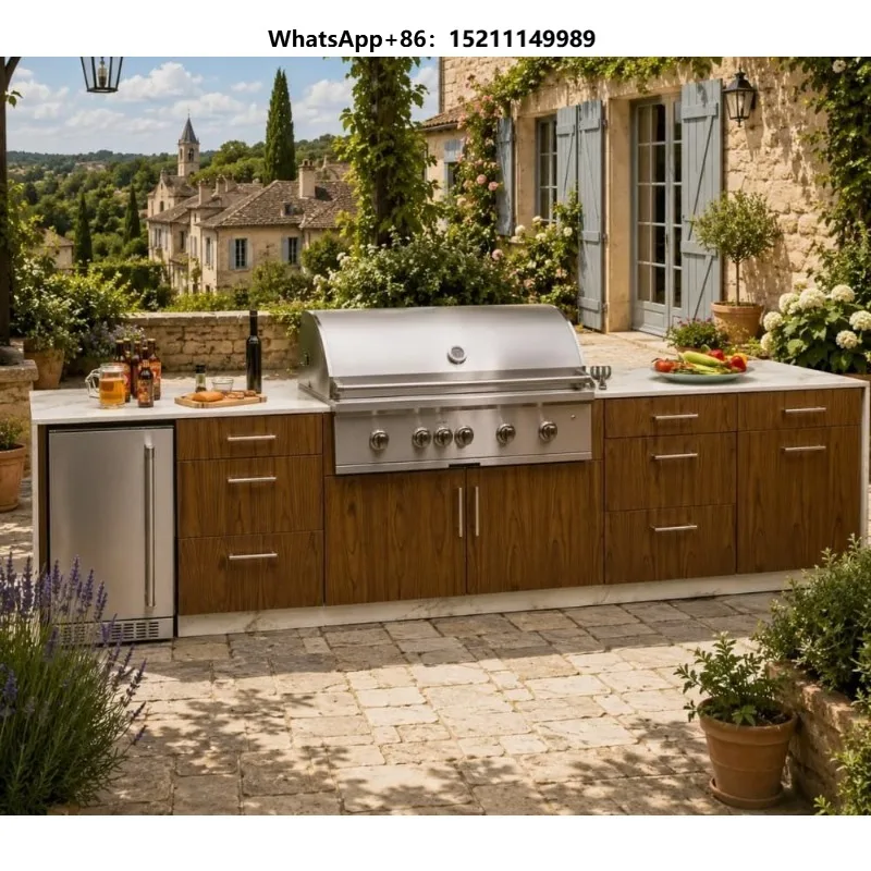 Portable Folding Outdoor Kitchen Cart With Charcoal Gas Bbq Grill Prep Table