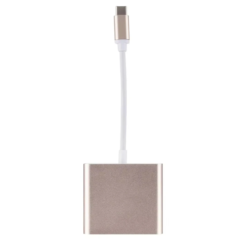 Conversor usb 3.1 USB-C para hd adaptador hub 3-em-1 tipo-c para hdmi-compatível/usb 3.0/tipo-c alumínio para apple macbook adaptador