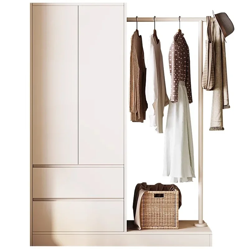 

Coat rack bedroom household wardrobe, hanger storage combination, solid wood small apartment, bedroom