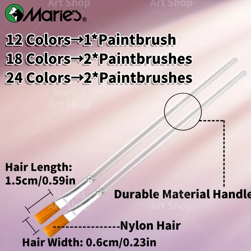 Набор гуашевых красок Мари, 12/18/24 цвета и кисти, пигментные наборы художественного качества для холста, бумага, сделай сам, живопись для взрослых