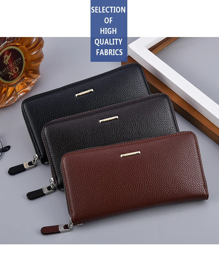 Lange Geldbörse aus Pu-Leder mit Reißverschluss für Herren, Clutch-Tasche, Multi-Card, Herrenhandtasche, Geschenk für Herren, Business-Geldbörse für Herren – Detail 1