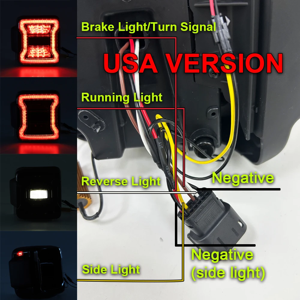 LED Tail Lights for Jeep Wrangler JL 2018-2023 - Brake/Reverse/Daytime Running/Turn Signal Functions
