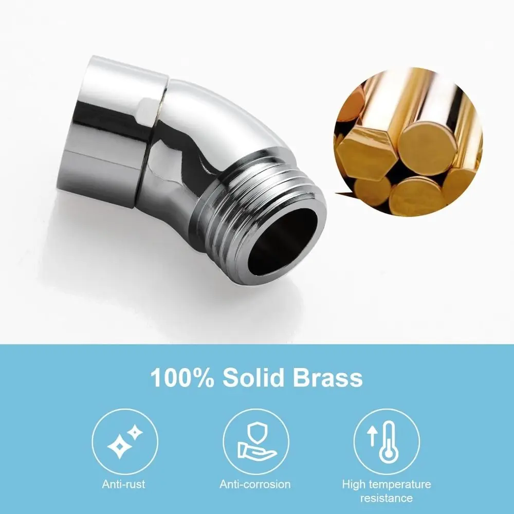 New Copper Shower Head Elbow Adapter 135 Degrees Silver Arm Elbow Extender Shower Heads Extension Pipe Arm Angle Adapter