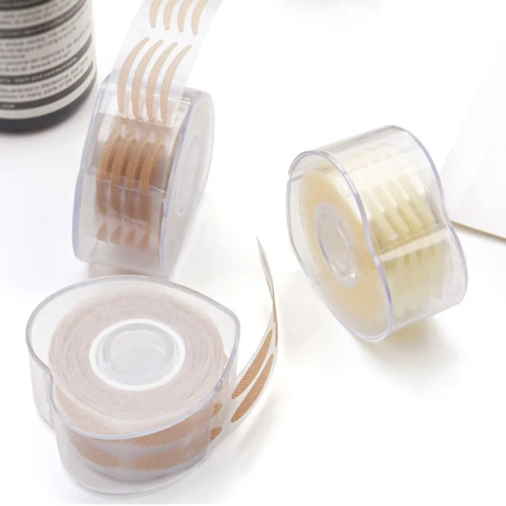 Mesh Type Double Eyelid Tape para Mulheres, Fold Invisible Stickers, Big Eye Heart Round Shape, Cor Bege, Roll, 600Pcs