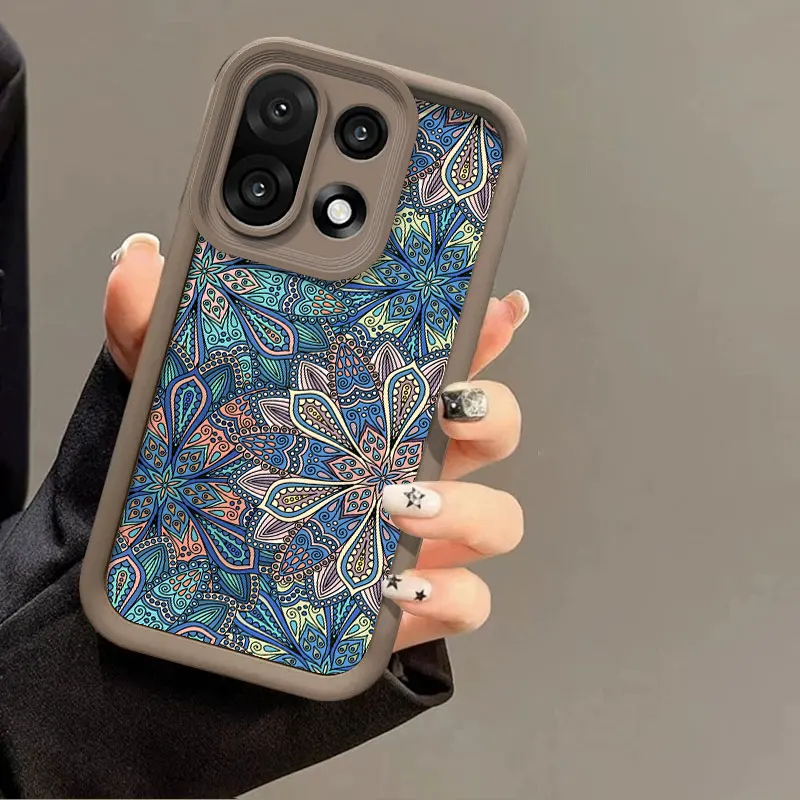 Capa de silicone flexível para oneplus 15 5g capa protetora shockrpoof flores padrão capa funda