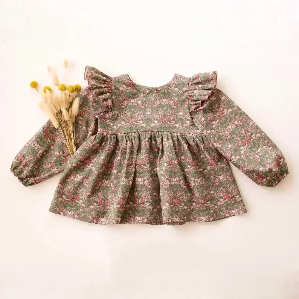 Floral Baby Girl Blouse Long Sleeve Girl Tops Spring Korean Style Toddler Girl Shirt Clothes