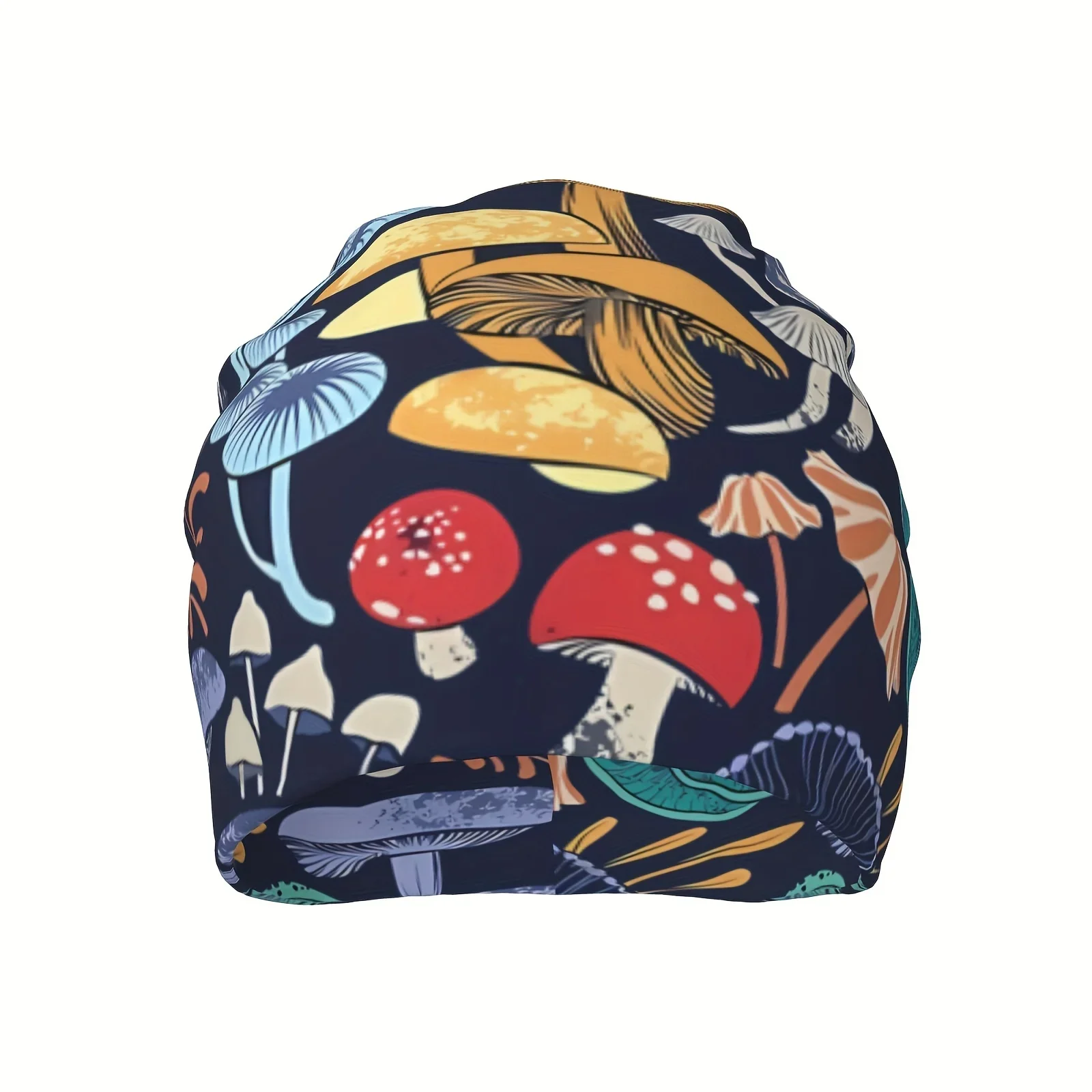 Hat Midnight Blue Background Multicoloured Wild Mushrooms Thin Caps For Men Women Skullies Beanies Ski Caps Soft Bonnet Hats