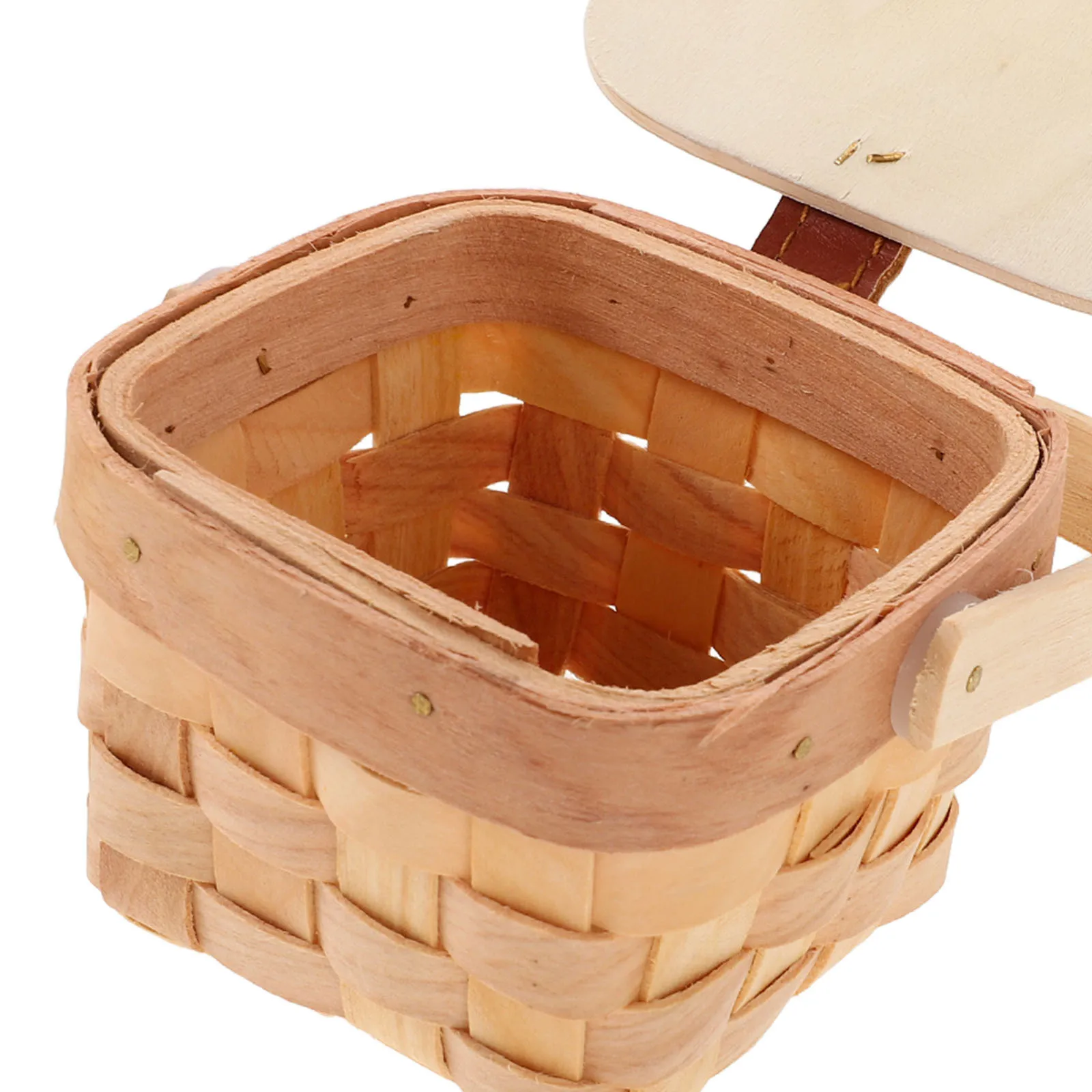2Pcs Mini Woven Basket Wood Chip Small Rustic Candy Holder Portable Basket for Wedding Flower Girl Kids Picnic Party Favor