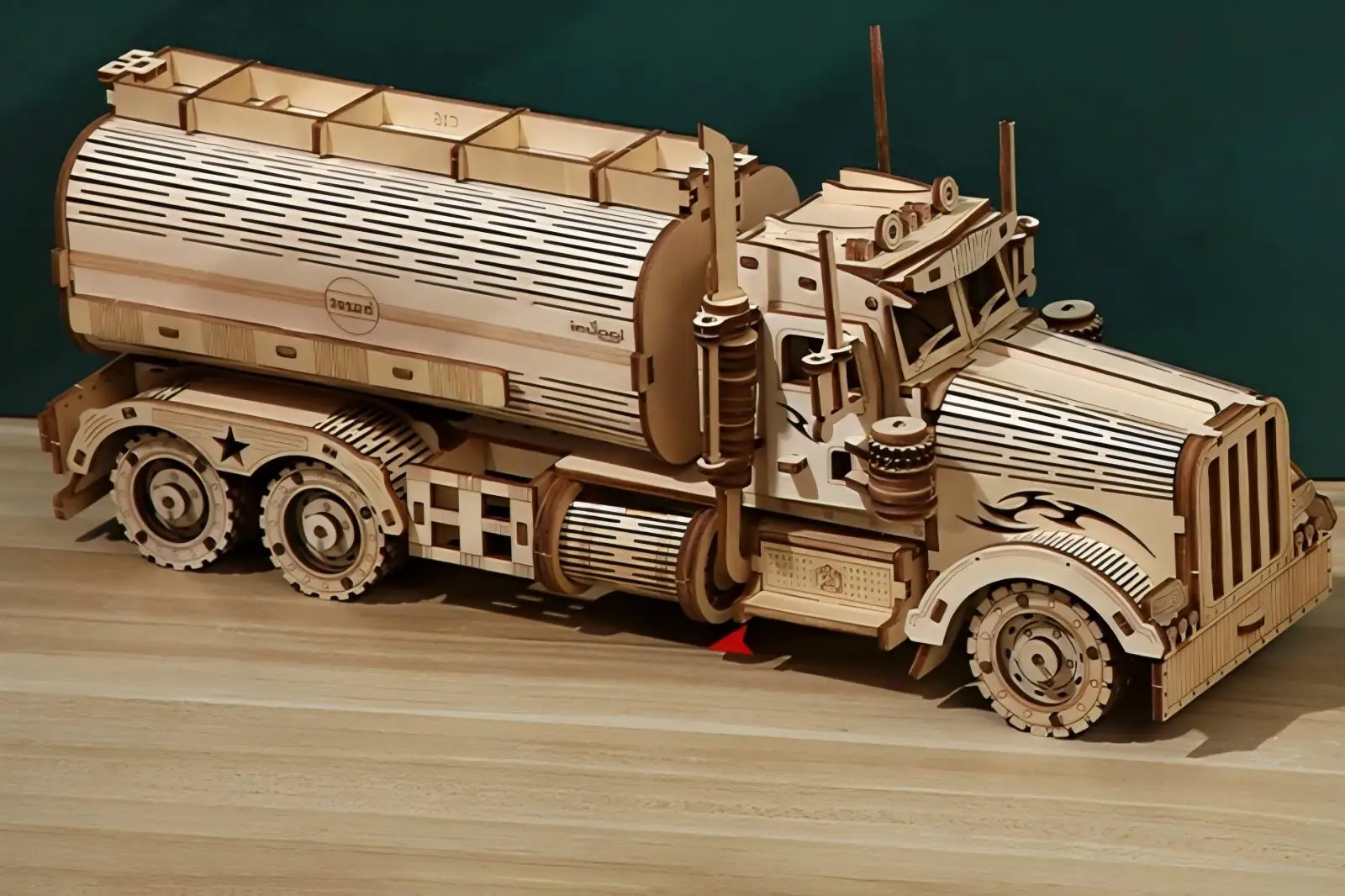 OUZEY ثلاثية الأبعاد خزان خشبي شاحنة لغز للبالغين الخشب اللبنات مجموعات التجمع نموذج كول سطح المكتب مكتب ديكور المنزل هدية مزخرفة