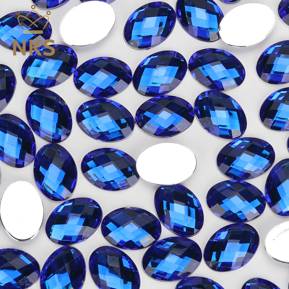 NKS Hot Selling Oval Acrylic Crystal Non-Hotfix Glue On Flatback Acrylic Rhinestone for Garment Accessory Bags Shoes