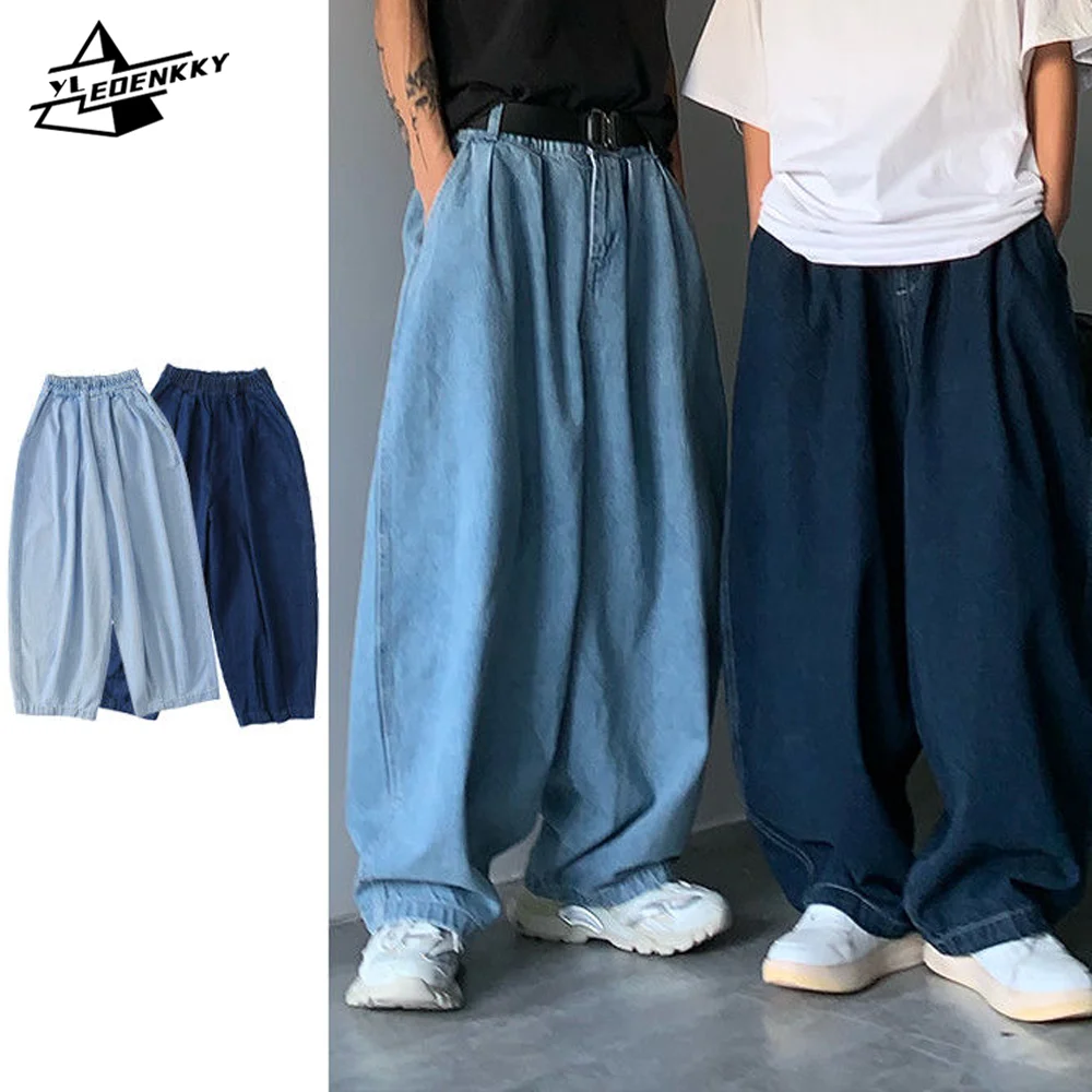 Japanese Loose-fitting Jeans Men Women Summer Casual Wide-leg Straight-leg Trousers Hip Hop Couple High Harajuku Pants Unisex