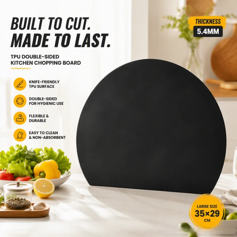 Non-Slip Wear-Resistant TPU Chopping Board - Semicircular Heat Resistant Cutting Board Double-Sided for Fruit and Kitchen