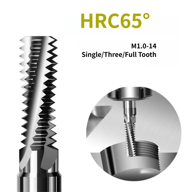 CNC Machine Solid Carbide Single Tooth Three Full Tooth  M1 M1.6 M2 M3 M24 milling Cutter Alloy Tungsten Steel Aluminum coating
