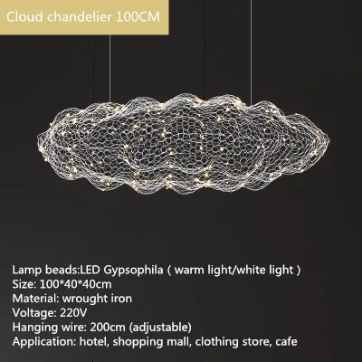 Luminaire suspendu nuage doré TAONUANSHU 6