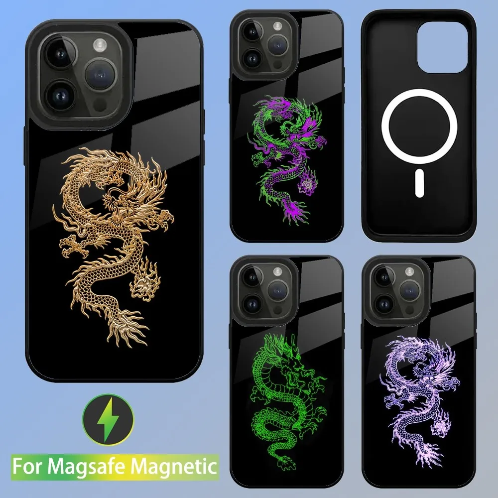 

COOL Dragon Fashion Painting Phone Case For iPhone 15,14,13,12,11,Plus,Pro,Max Mini Magsafe Magnetic Wireless Charging