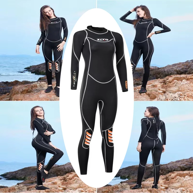 

3mm Neoprene Men/Women One-Piece Scuba Diving Suit, Long Sleeve Thermal Wetsuit for Winter Swimming Surfing Kayaking Gear