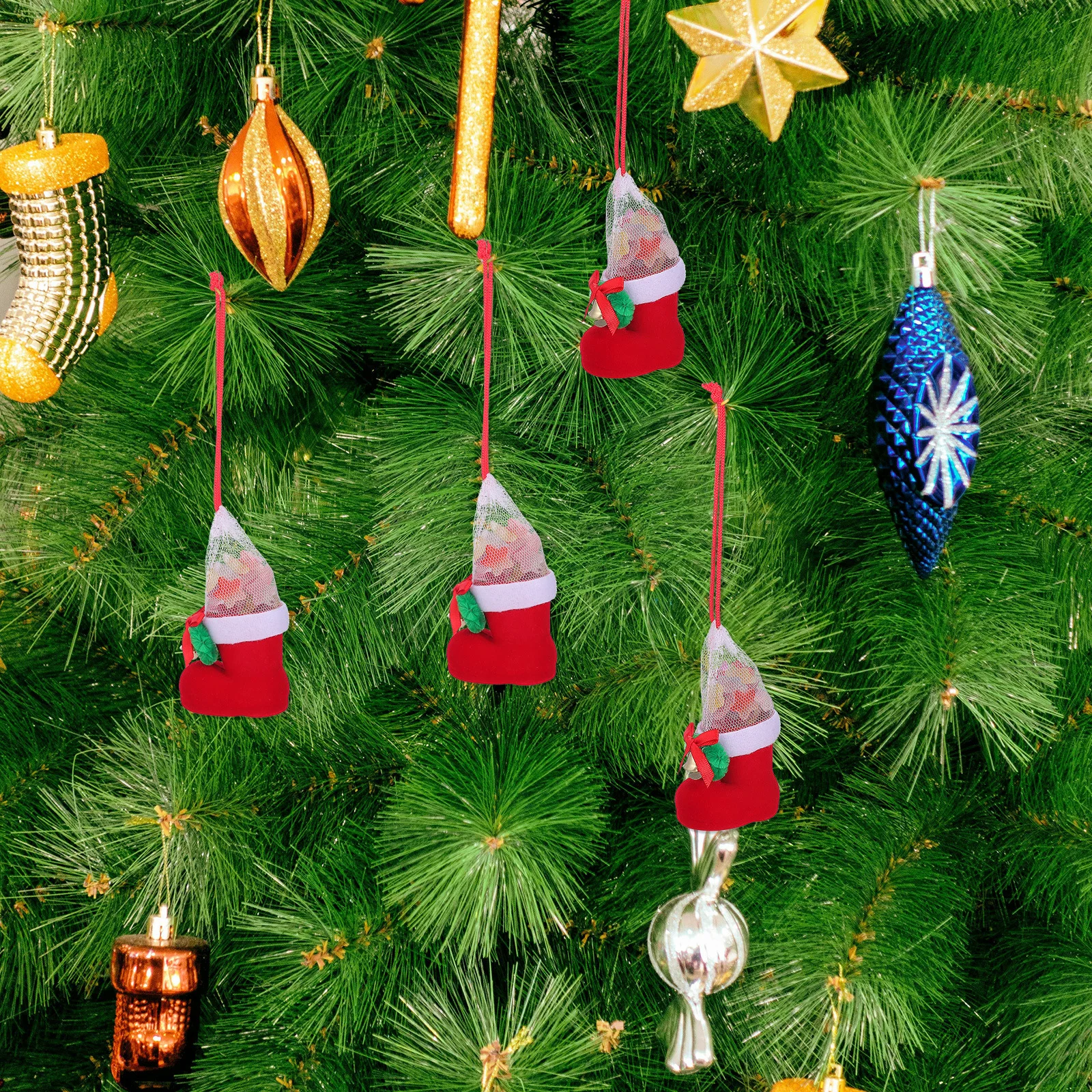 

4Pcs Christmas Candy Boots Creative Hanging Gift Storage Decor Sweets Holder Pendant for Holiday Party Christmas Candy Boot