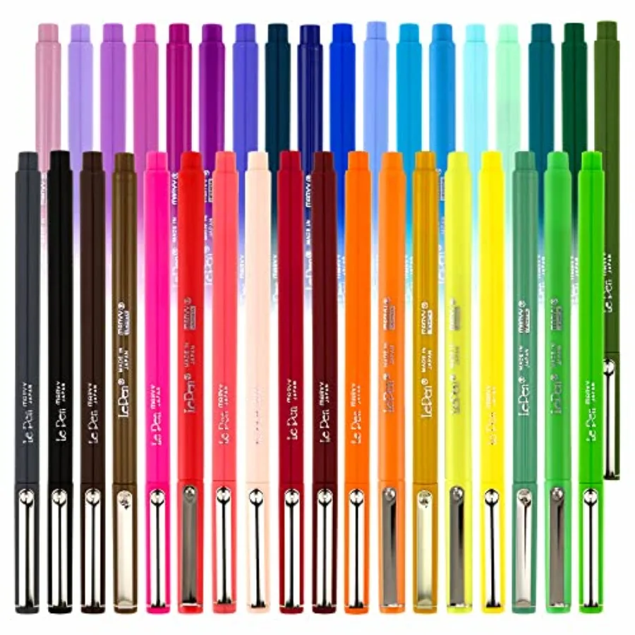

Uchida Le Pens Multicolor Set - 36 Colors Complete Set - Le Pen Pens for Journaling - Smudge Proof Fine Pens for Writing Drawin