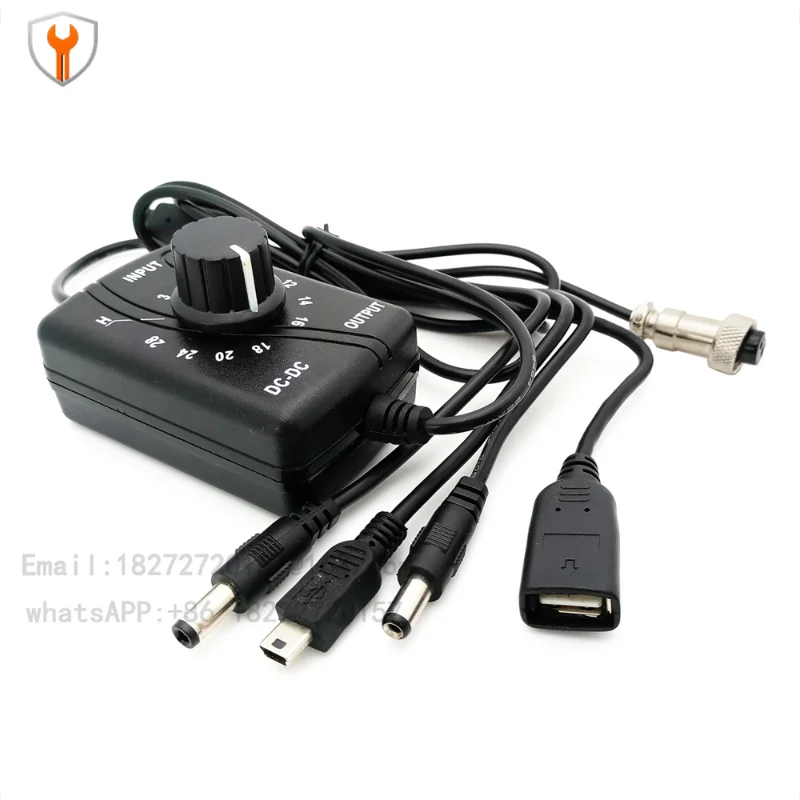 DC-DC DC voltage regulator 0-28V USB output DC adapter alligator clip output cable