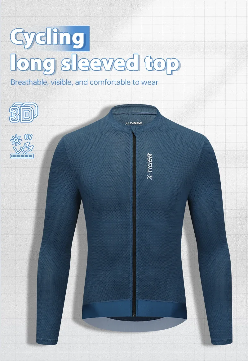 X-TIGER Radtrikot mit langen Ärmeln und Reißverschluss, Sport-Radtrikot für Herren, professionelle, figurbetonte Fahrradbekleidung, Herren-Radtrikot. – Detail 3