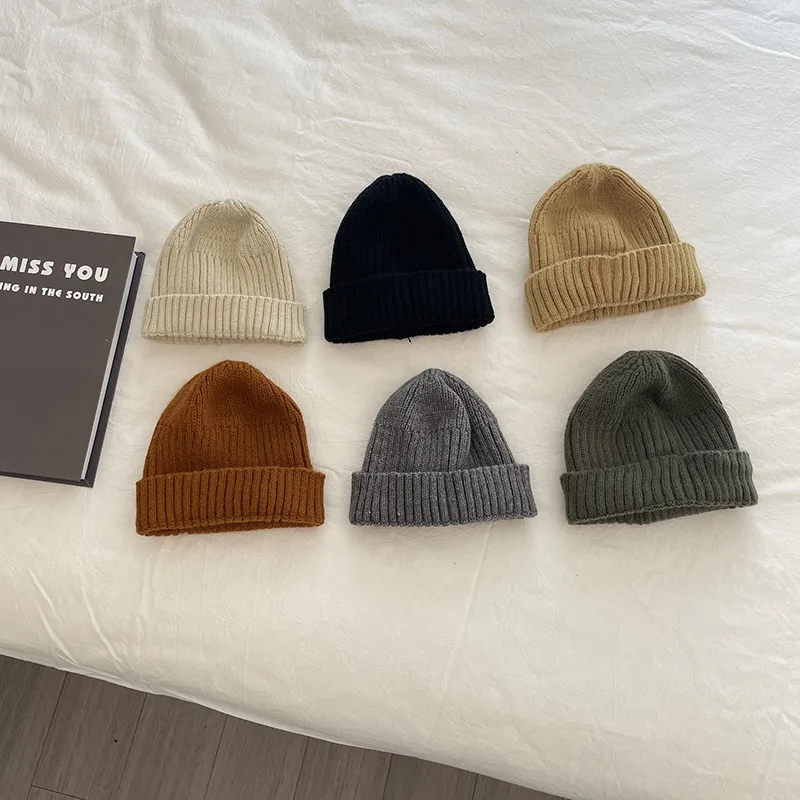 Korean Style Autumn Winter Baby Beanies Solid Color Warm Soft Kids Boys Girls Caps Casual Children Knitted Hats 8 Colors